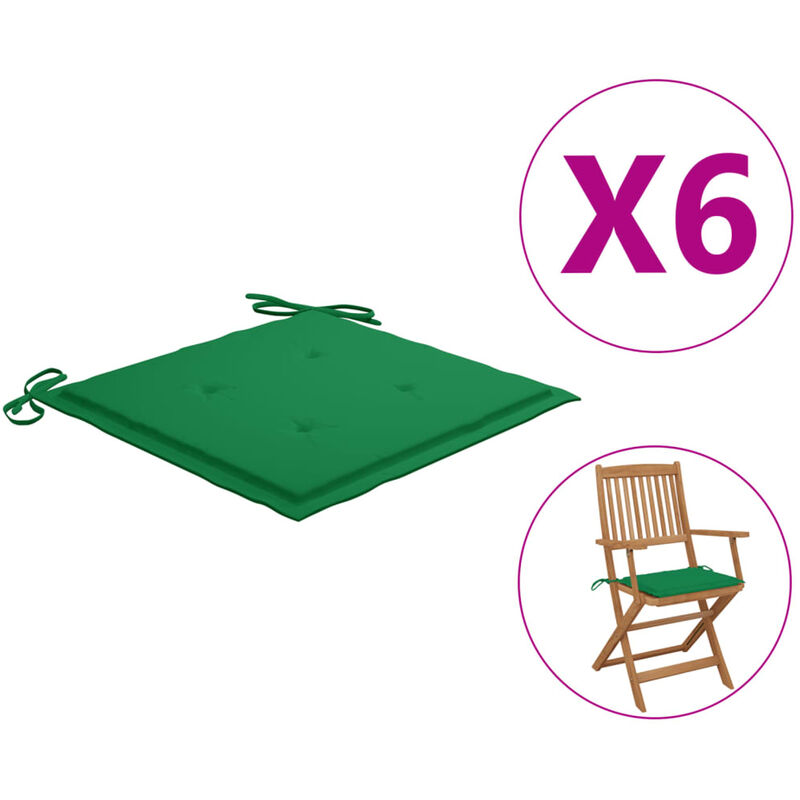 

Cojines de silla de jardin 6 uds tela verde 40x40x4 cm