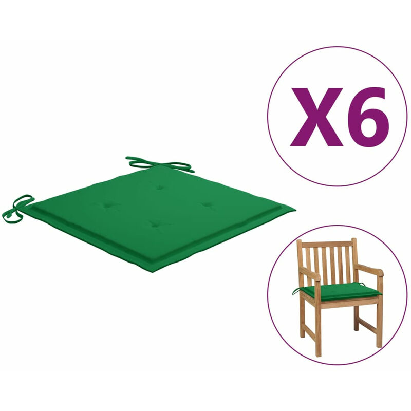 

Cojines de silla de jardin 6 uds tela verde 50x50x4 cm