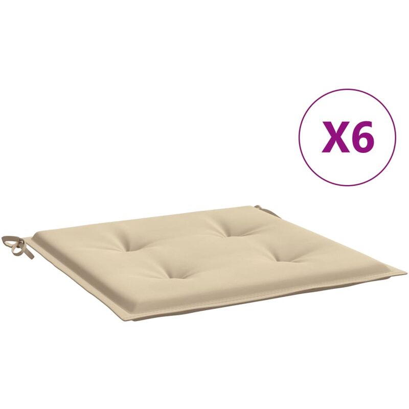 

Cojines de silla de jardín 6 uds tela beige 40x40x4 cm - Beige