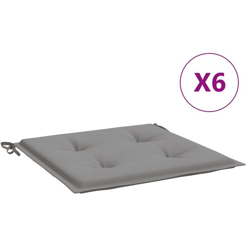 

Cojines de silla de jardín 6 uds tela gris 40x40x4 cm - Gris