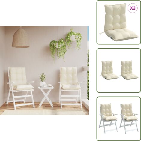 Cojines de silla de oficina - vidaXL Cojines para silla con respaldo bajo 2 uds tela Oxford crema - Cojines para exteriores