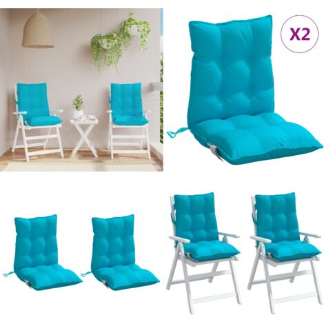 Cojines de silla de respaldo bajo 2 uds tela Oxford turquesa - Cojines de jardín - Cojines de silla de oficina