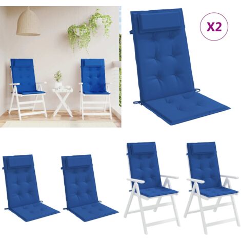 Cojines de silla respaldo alto 2 uds tela Oxford azul klein - Cojines de silla - Cojines de jardín