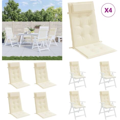 Cojines de silla respaldo alto 4 uds tela Oxford color crema - Cojines de silla - Cojines de jardín