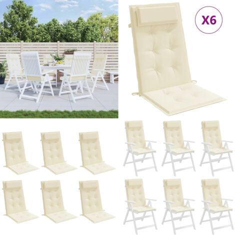 Cojines de silla respaldo alto 6 uds tela Oxford color crema - Cojines de silla - Cojines de jardín