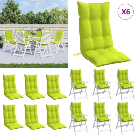 Cojines de silla respaldo alto 6 uds tela Oxford verde brillo - Cojines de jardín - Cojines de silla alto