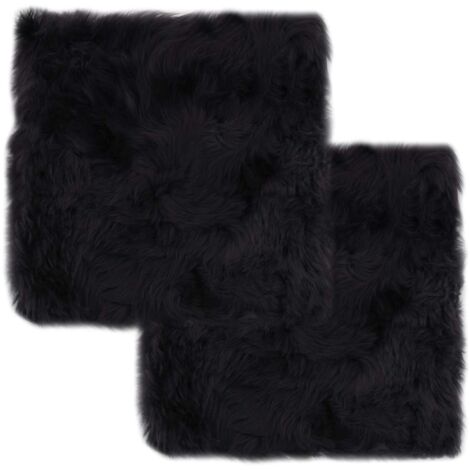 Cojines de sillas 2 uds piel de oveja real gris oscuro 40x40 cm