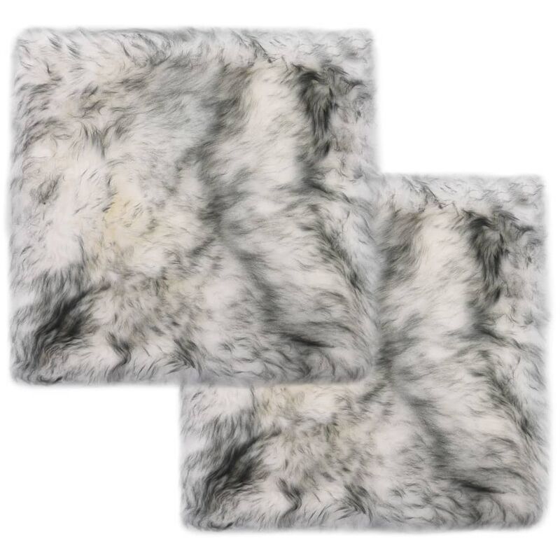 

Cojines de sillas 2 uds piel oveja genuina mezcla gris 40x40 cm
