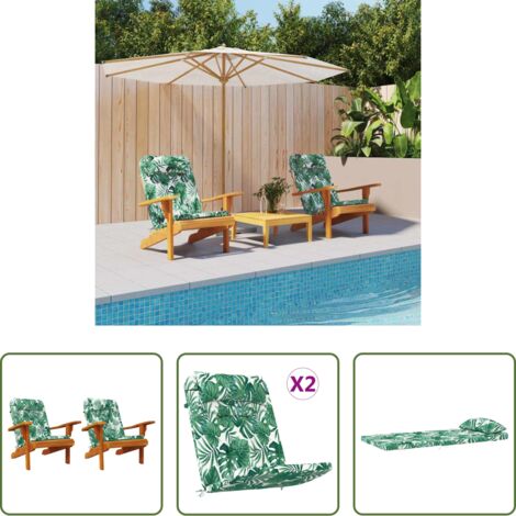 Cojines de sillas -  Cojines de sillas Hoja 2 pcs Patrón de hoja 58 x 77 x 4,5 cm