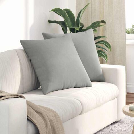 Cojines de sofá 2 pcs Gris Claro 60 x 60 cm tela