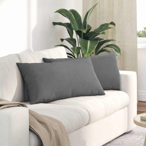 Cojines de sofá 2 pcs Gris oscuro 80 x 40 cm tela