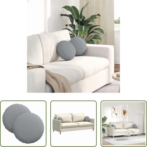 Cojines de tela -  Cojines para asiento 2 pcs Gris Claro Ø30 x 13 cm tela