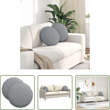 Cojines de tela - Cojines para asiento 2 pcs Gris Claro Ø40 x 13 cm tela