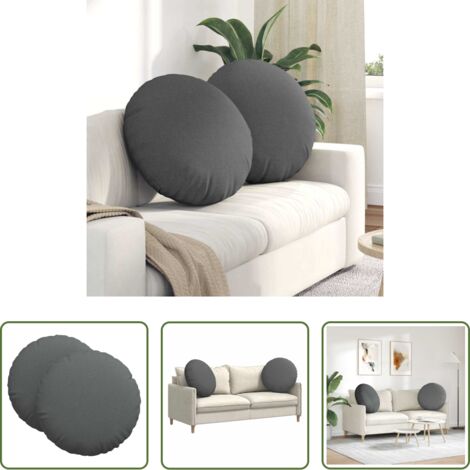 Cojines de tela -  Cojines para asiento 2 pcs Gris oscuro Ø80 x 29 cm tela