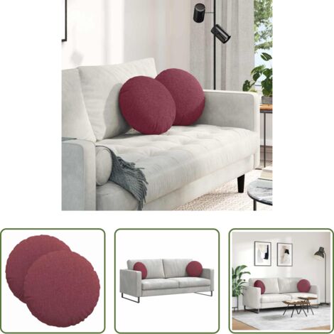 Cojines de tela - Cojines para asiento 2 pcs Rojo vino Ø40 x 13 cm tela