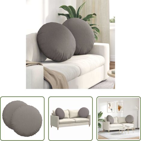 Cojines de tela -  Cojines para asiento 2 pcs Taupé Ø60 x 21 cm tela