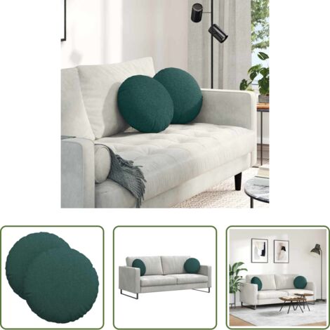 Cojines de tela - Cojines para asiento 2 pcs Verde oscuro Ø40 x 13 cm tela