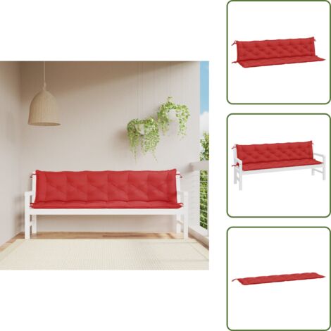 Cojines de tela oxford - vidaXL Cojines de banco de jardín 2 uds tela Oxford rojo 200x50x7 cm - Cojines para patio