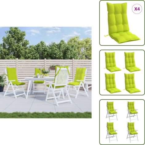 Cojines de tela oxford - vidaXL Cojines de silla respaldo alto 4 uds tela Oxford verde brillo - Cojines de jardín verde brillante