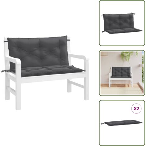 Cojines de tela - vidaXL Cojines banco jardín 2 uds tela antracita melange 100x50x7 cm - Cojines para salón