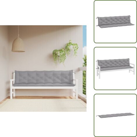 Cojines de tela - vidaXL Cojines de banco de jardín 2 uds tela Oxford gris 200x50x7 cm - Cojines de jardín gris