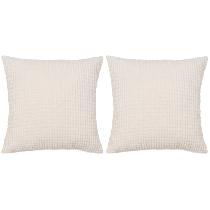 

vidaXL Cojines de terciopelo 45x45 cm blanco crudo 2 unidades - Blanco