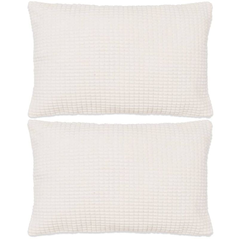 

vidaXL Cojines de terciopelo 40x60 cm blanco crudo 2 unidades - Blanco