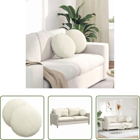 Cojines de terciopelo - Cojines para asiento 2 pcs Crema Ø 40 x 13 cm Terciopelo