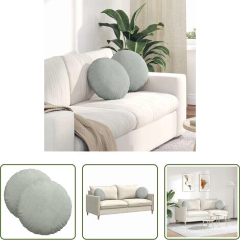Cojines de terciopelo - Cojines para asiento 2 pcs Gris Claro Ø 40 x 13 cm Terciopelo