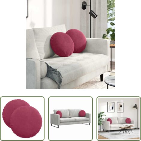 Cojines de terciopelo - Cojines para asiento 2 pcs Rojo vino Ø 40 x 13 cm Terciopelo