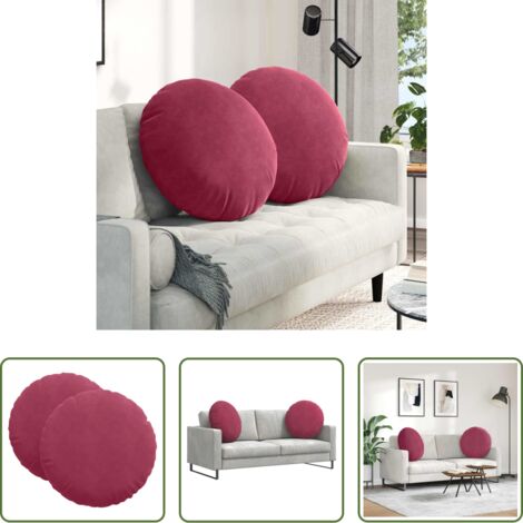 Cojines de terciopelo -  Cojines para asiento 2 pcs Rojo vino Ø 80 x 29 cm Terciopelo