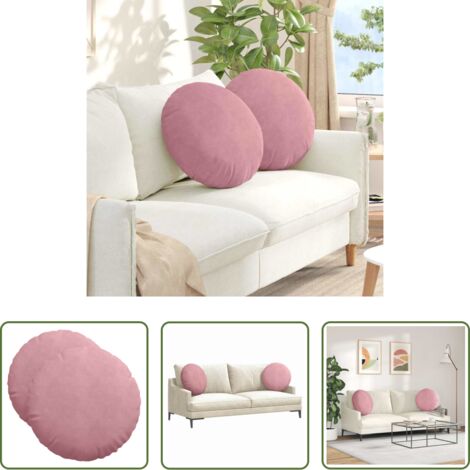 Cojines de terciopelo -  Cojines para asiento 2 pcs Rosa Ø 40 x 13 cm Terciopelo