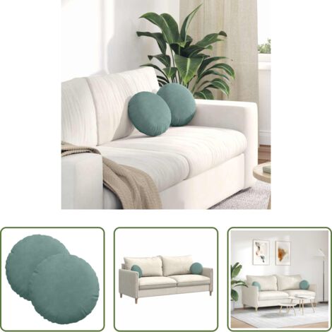 Cojines de terciopelo -  Cojines para asiento 2 pcs Verde Mar Ø 40 x 13 cm Terciopelo