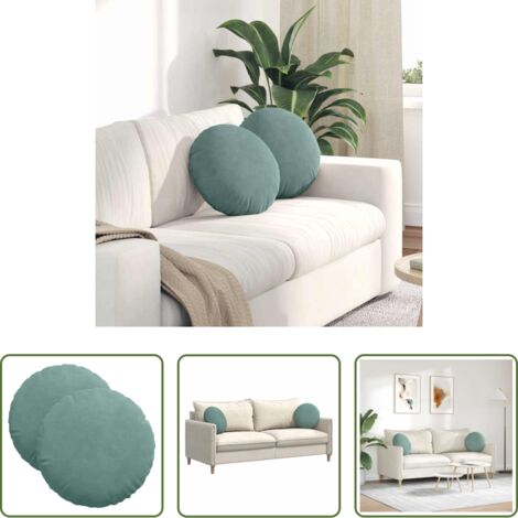 Cojines de terciopelo - Cojines para asiento 2 pcs Verde Mar Ø 40 x 13 cm Terciopelo