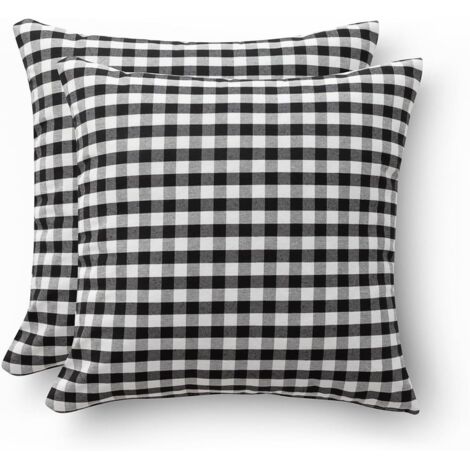 Cojines decorativos de 45 x 45 cm con cremallera, confeccionados en algodón suave y transpirable, de color negro.