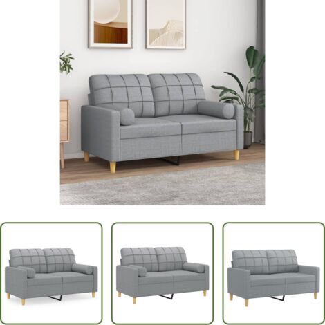Cojines decorativos -  Sofá de 2 plazas con cojines tela gris claro 120 cm