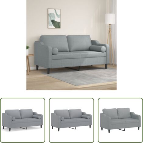 Cojines decorativos -  Sofá de 2 plazas con cojines tela gris claro 140 cm