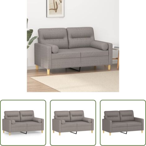 Cojines decorativos -  Sofá de 2 plazas con cojines tela gris taupe 120 cm