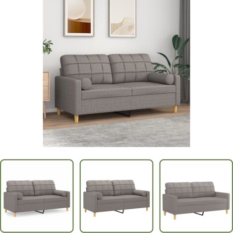 Cojines decorativos -  Sofá de 2 plazas con cojines tela gris taupe 140 cm