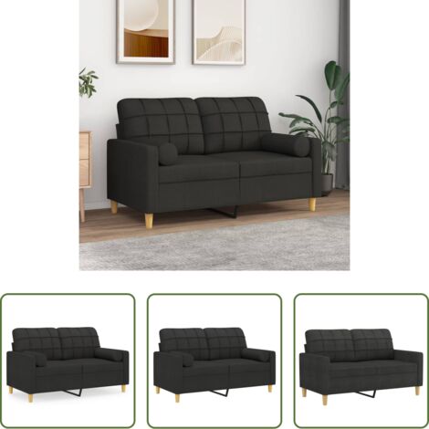 Cojines decorativos -  Sofá de 2 plazas con cojines tela negro 120 cm