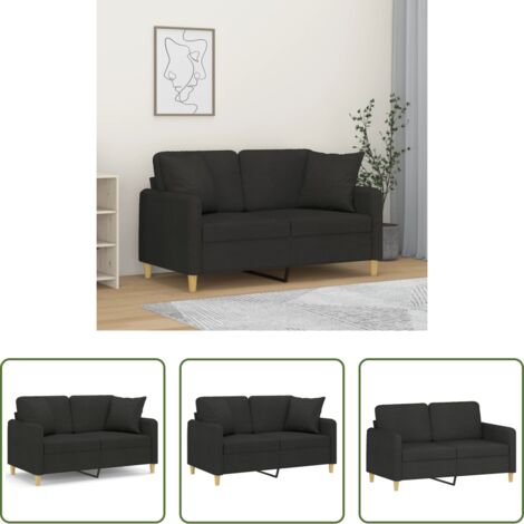 Cojines decorativos -  Sofá de 2 plazas con cojines tela negro 120 cm