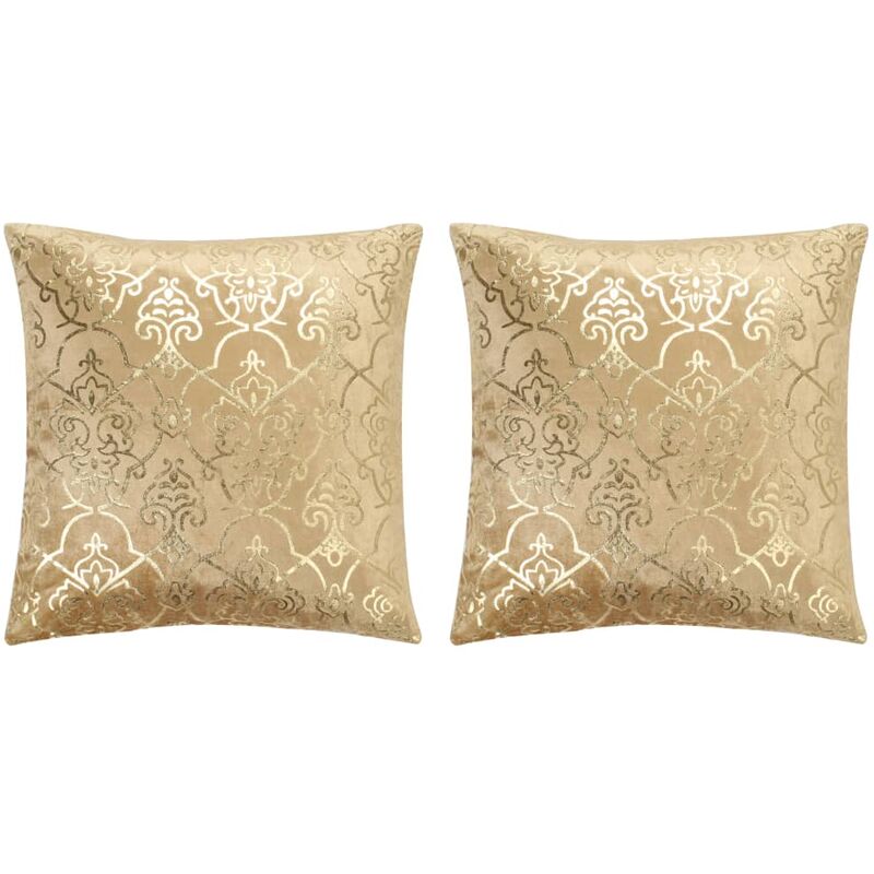 

Happyshopping - Cojines estampado metal 2 uds terciopelo beige dorado 40x40cm