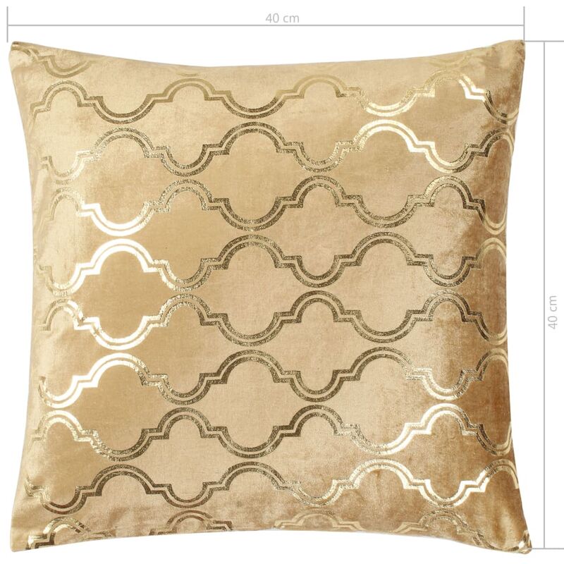 

Happyshopping - Cojines estampado metal 2 uds terciopelo beige dorado 40x40cm