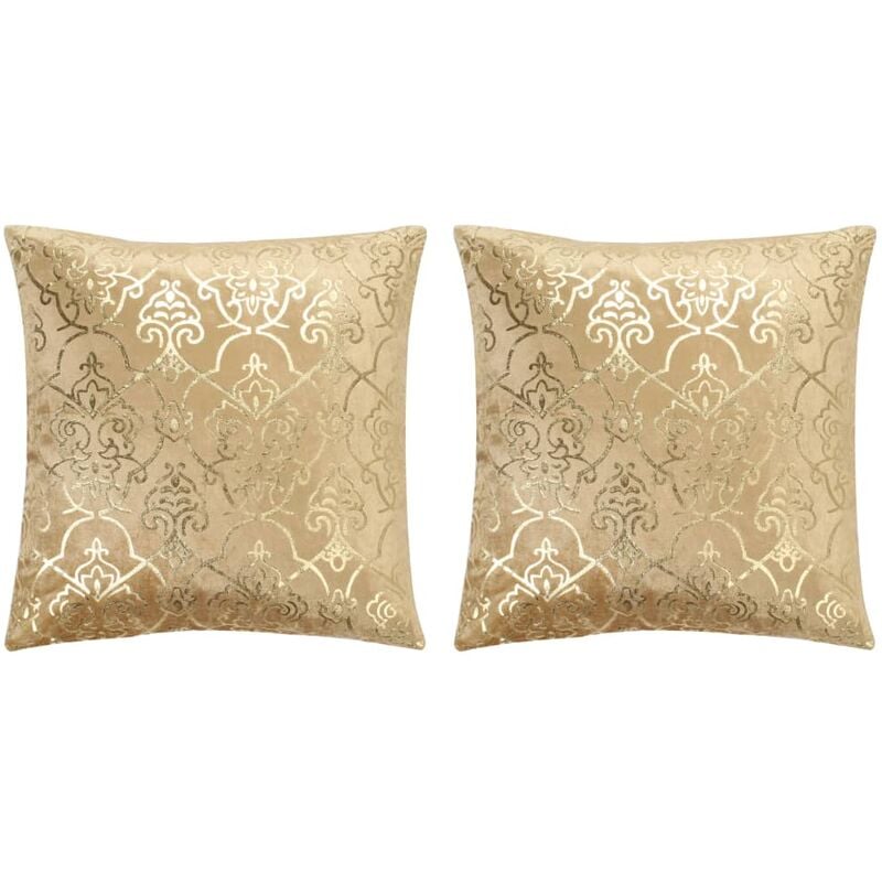 

Cojines estampado metal 2 uds terciopelo beige dorado 40x40cm