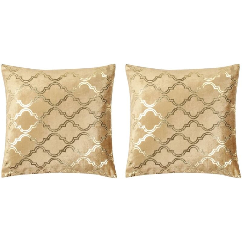 

vidaXL Cojines estampado metal 2 uds terciopelo beige dorado 40x40cm - Beige