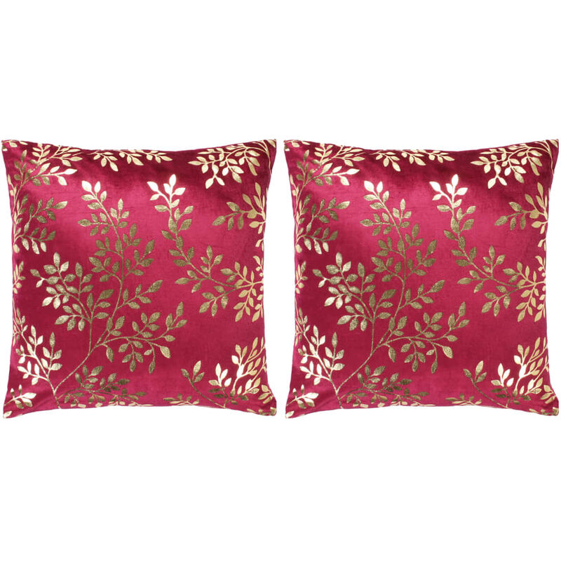 

Cojines estampado metal 2 uds terciopelo granate dorado 40x40cm