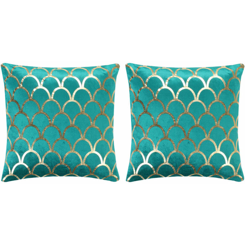 

Cojines estampado metal 2 uds terciopelo verde dorado 40x40cm