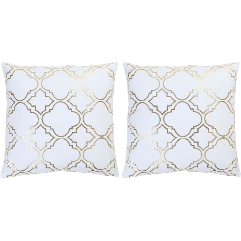 

Happyshopping - Cojines estampado metalico 2 uds algodon blanco dorado 40x40 cm