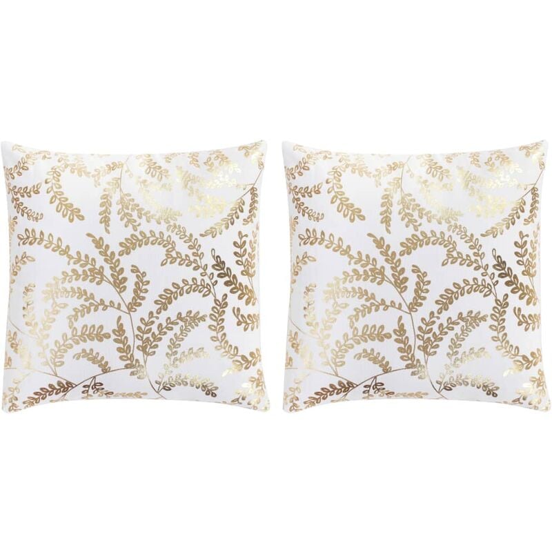 

Happyshopping - Cojines estampado metalico 2 uds algodon blanco dorado 40x40 cm