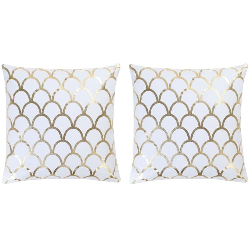 

Happyshopping - Cojines estampado metalico 2 uds algodon blanco dorado 40x40 cm